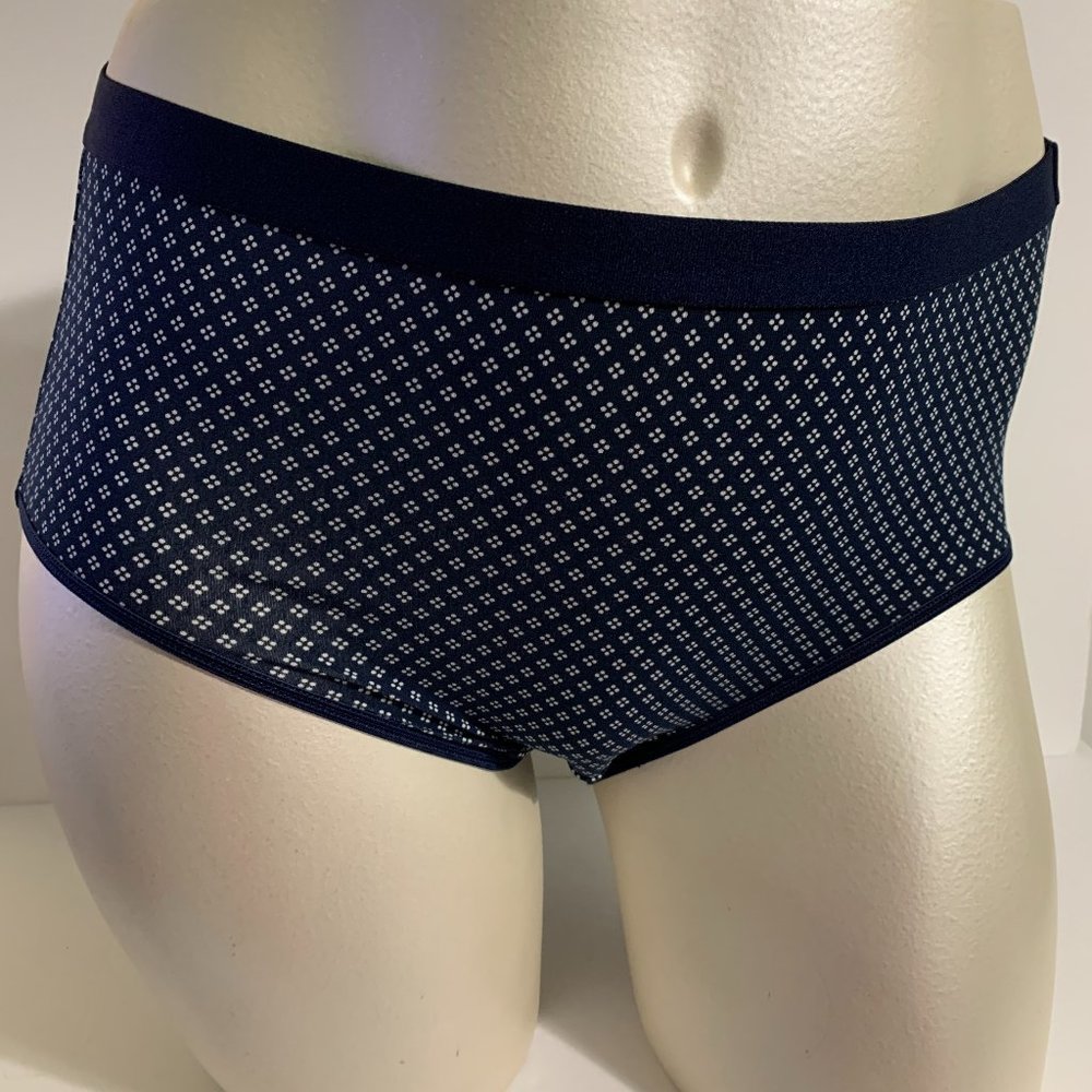 Catherines Full Brief Panties Underwear Diamond Dot Cotton Navy Blue Plus 2X